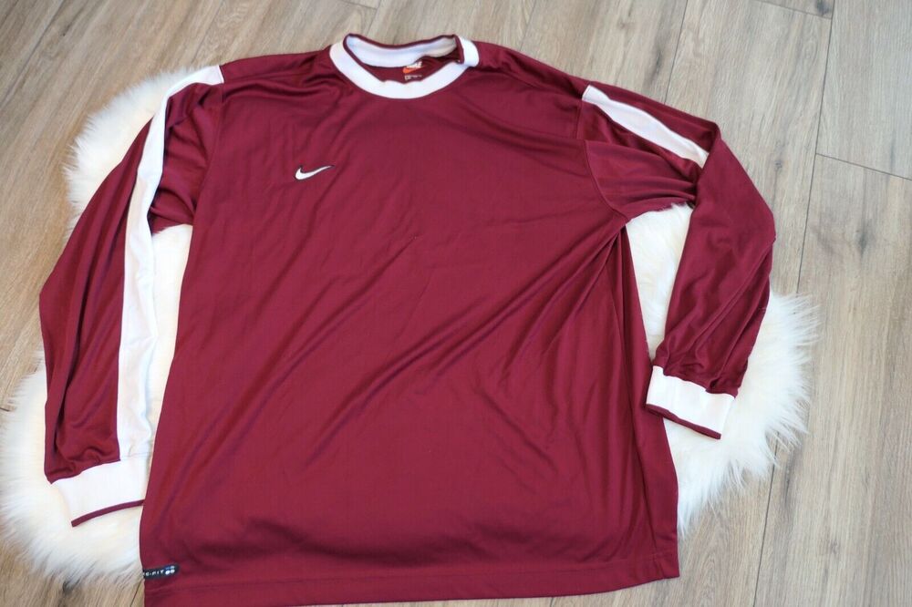 NWOT Rare Vintage 90s NIKE Mens XL Polyester Maroon Long Sleeve Shirt
